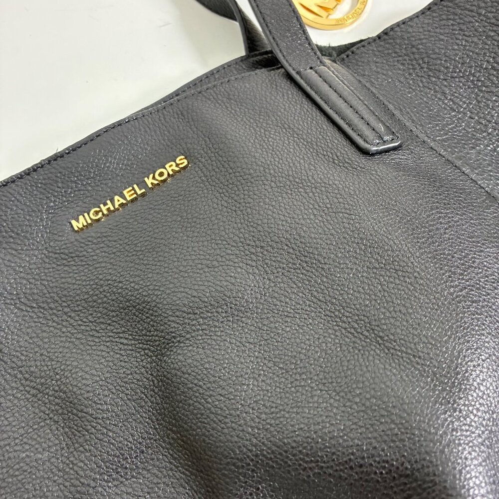 Michael Kors Ashbury Black Pebbled Leather Tote Bag Minimalist - Picture 3 of 10